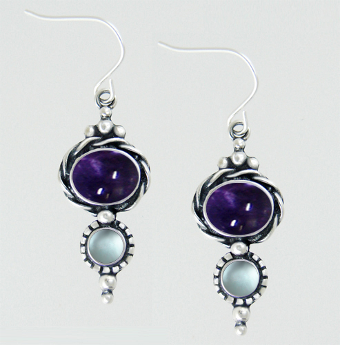 Sterling Silver Drop Dangle Earrings With Iolite And Topaz